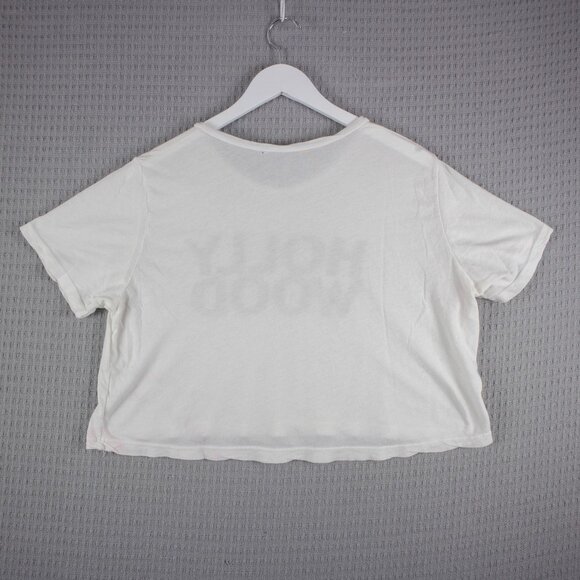 Hollywood Vintage Crop Top Wide Womens Spellout Large - Picture 2 of 8